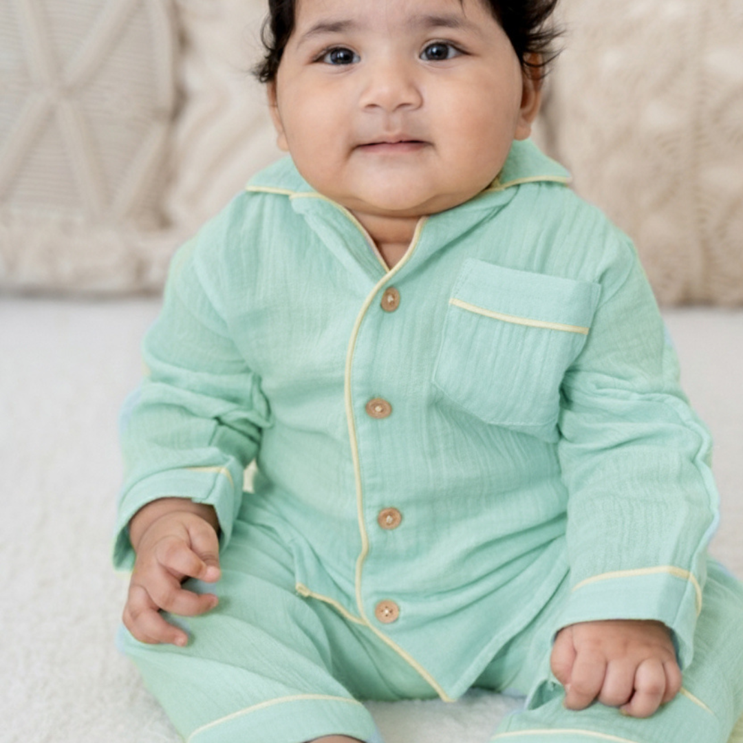 Little Sky -  Crinkled Muslin Sleepsuit