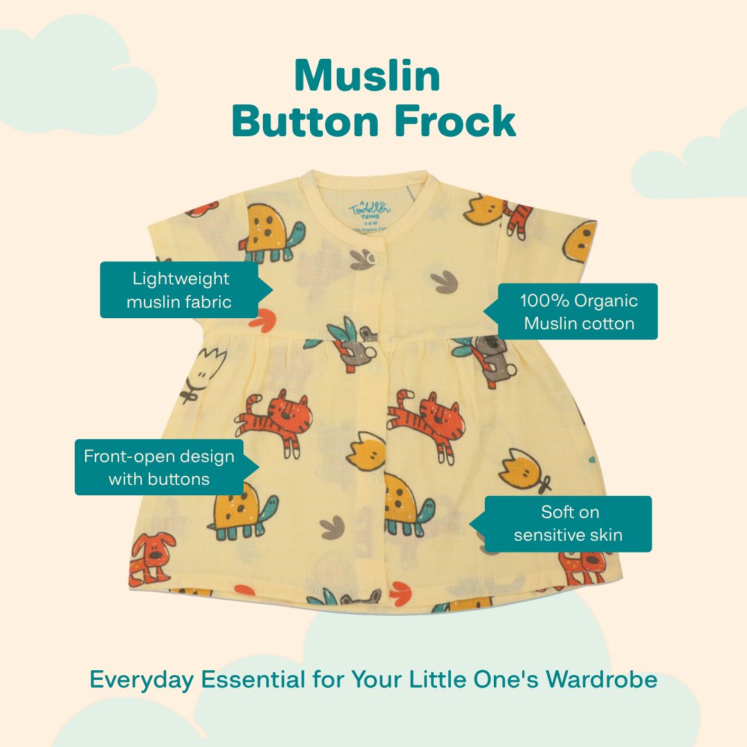 Flutter Tales - Muslin Button Frock - Pack of 2