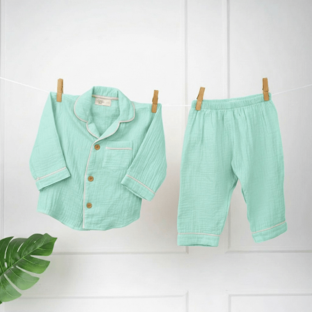 Yellow Drop -  Crinkled Muslin Sleepsuit