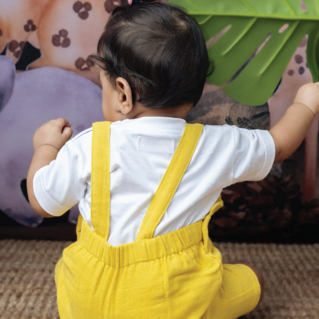 Muslin Frill Dungarees for Baby Girls