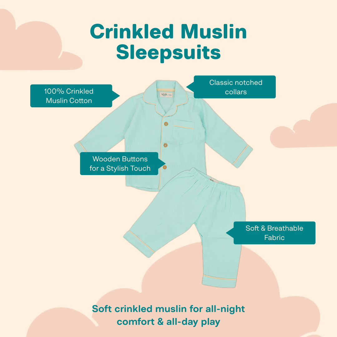 Yellow Drop -  Crinkled Muslin Sleepsuit