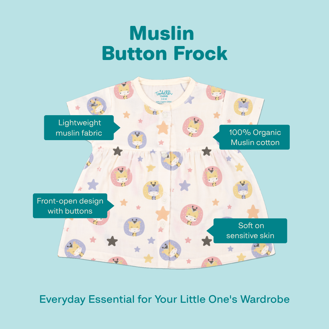 Flutter Tales - Muslin Button Frock - Pack of 2