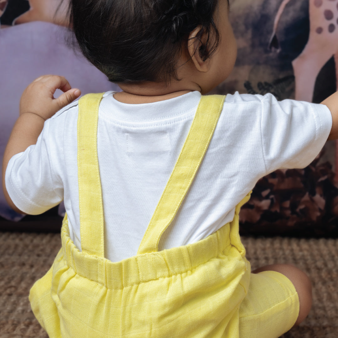 Muslin Frill Dungarees for Baby Girls