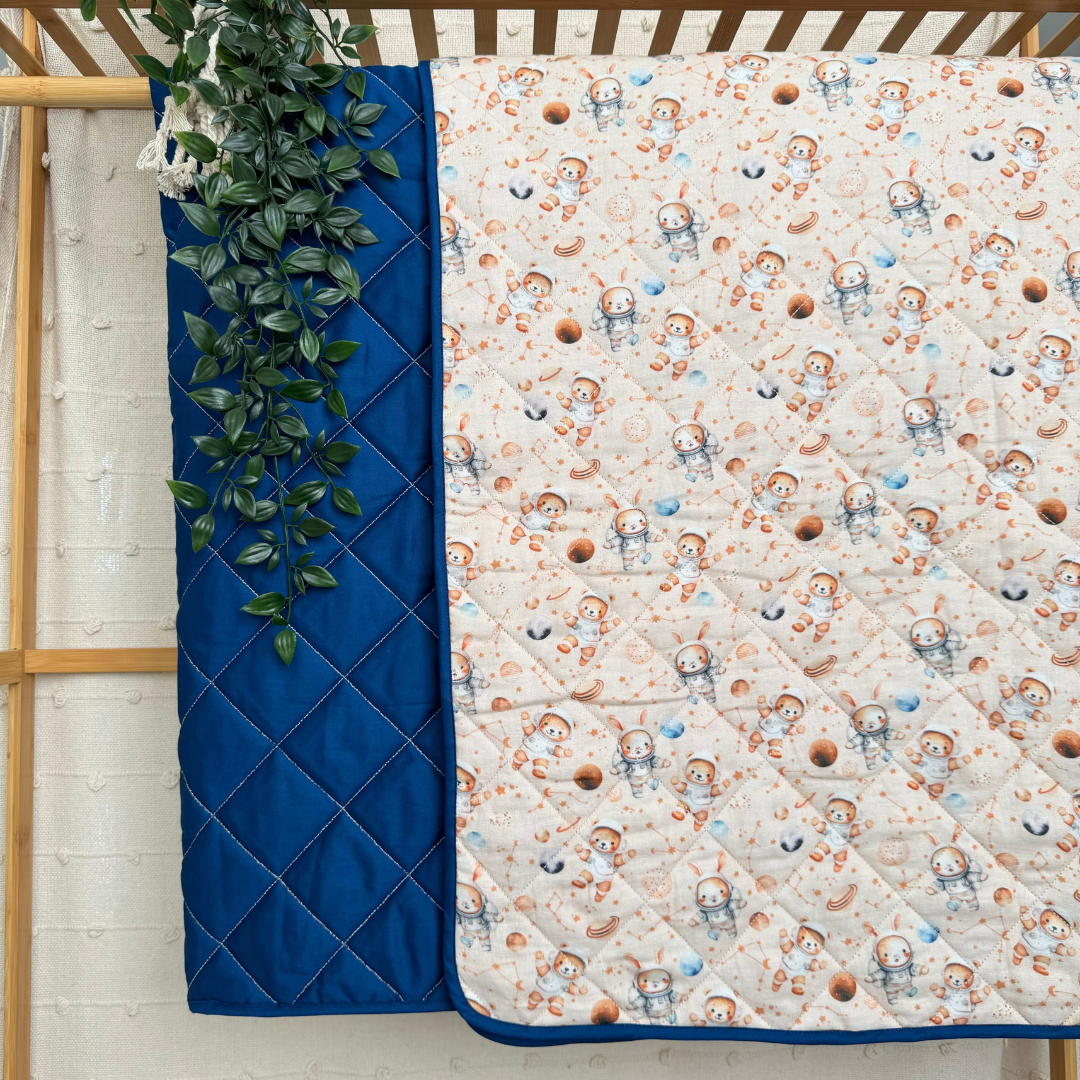 Space Hopper - Muslin Quilt for newborn babies to 5 years