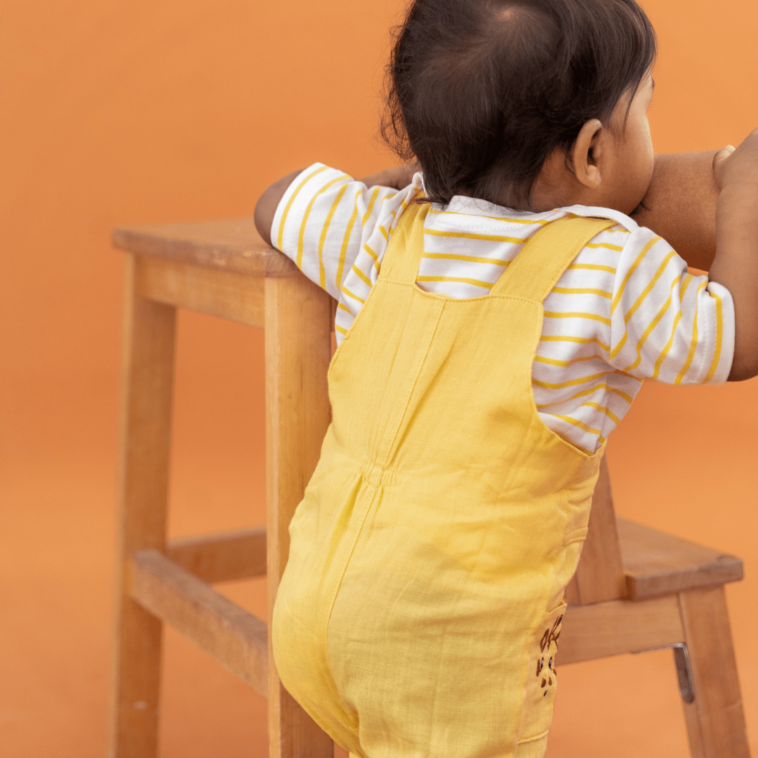 Monkie - Crinkled Muslin Dungarees