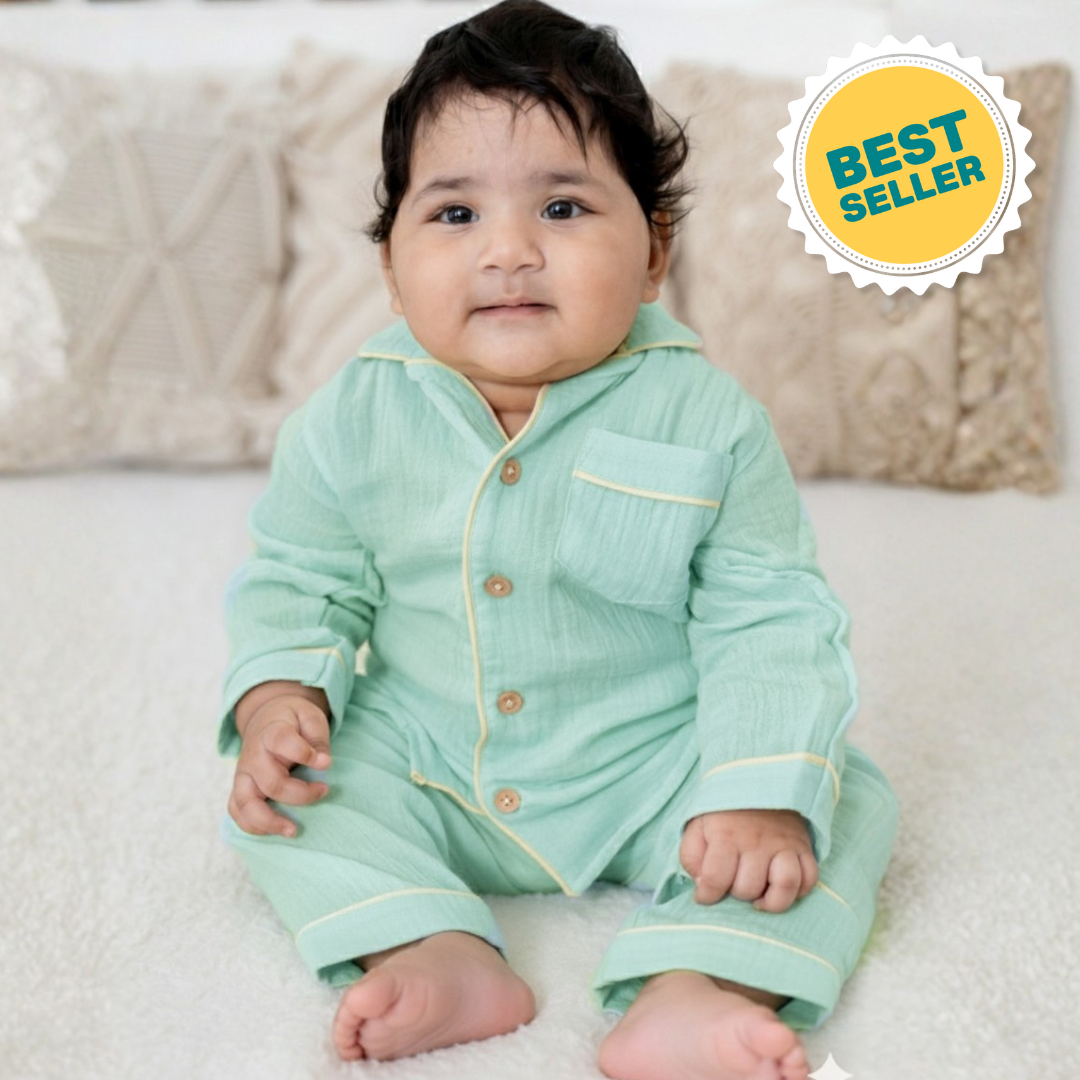 Little Sky -  Crinkled Muslin Sleepsuit