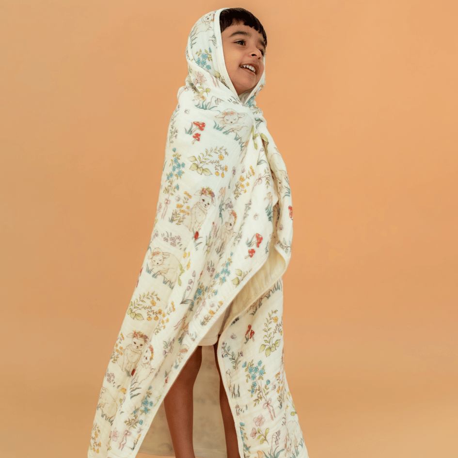 Happy Garden - Crinkled Muslin Bamboo Blanket