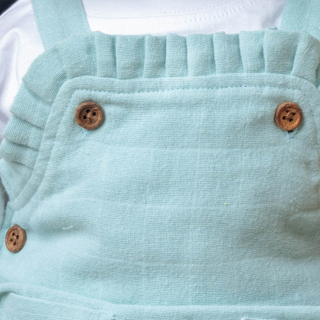 Muslin Frill Dungarees for Baby Girls