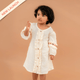 Cream Bloom - Crinkled Muslin Full Sleeve Frock