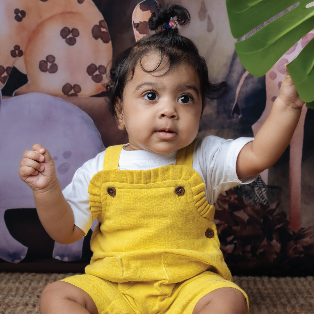 Muslin Frill Dungarees for Baby Girls