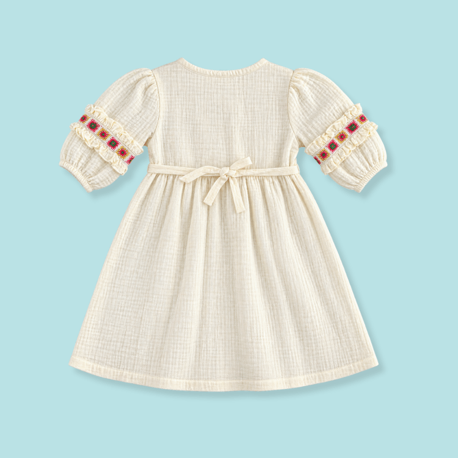 Olive Bloom - Crinkled Muslin Full Sleeve Frock