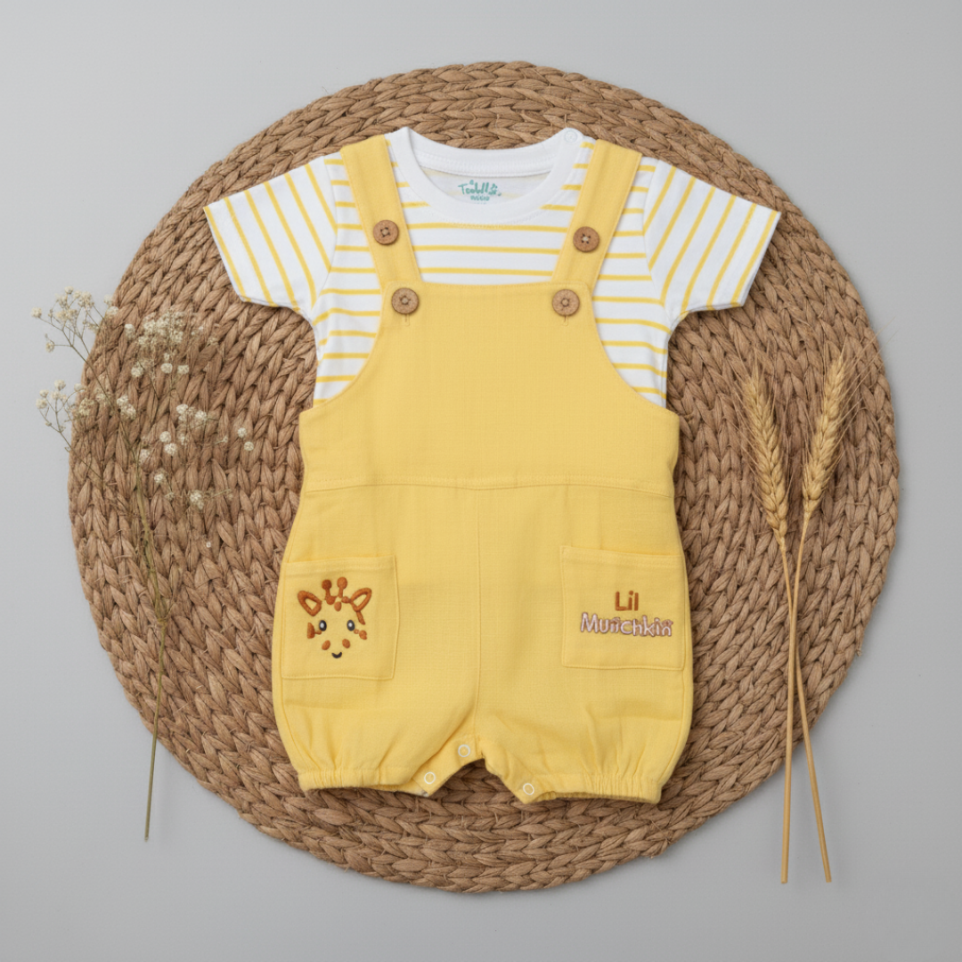 Woofie - Crinkled Muslin Dungarees