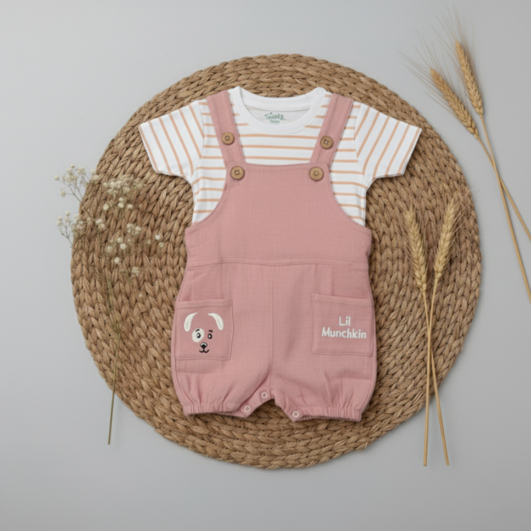 Woofie - Crinkled Muslin Dungarees
