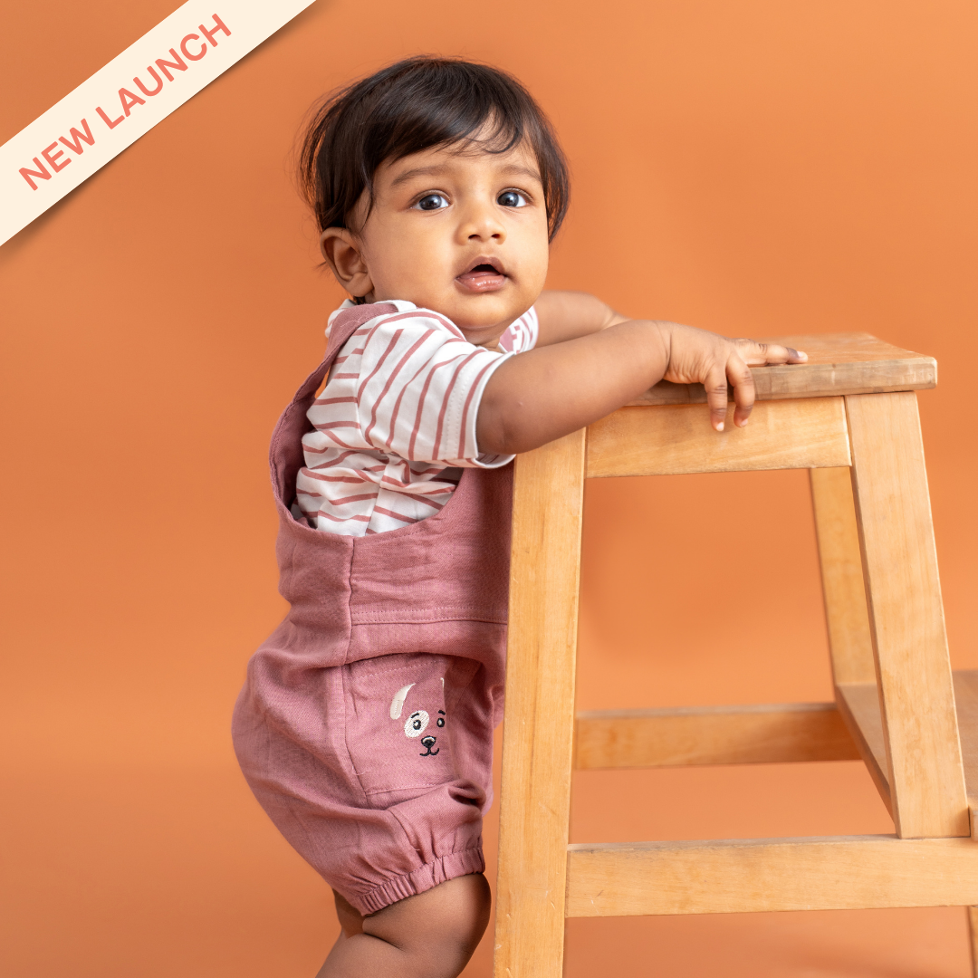 Teddyraff - Crinkled Muslin Dungarees Pack of 2