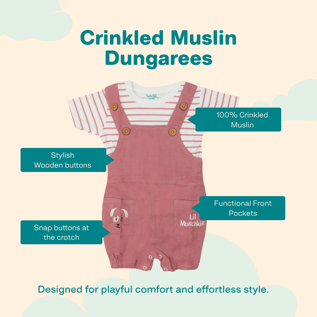 Monkie - Crinkled Muslin Dungarees