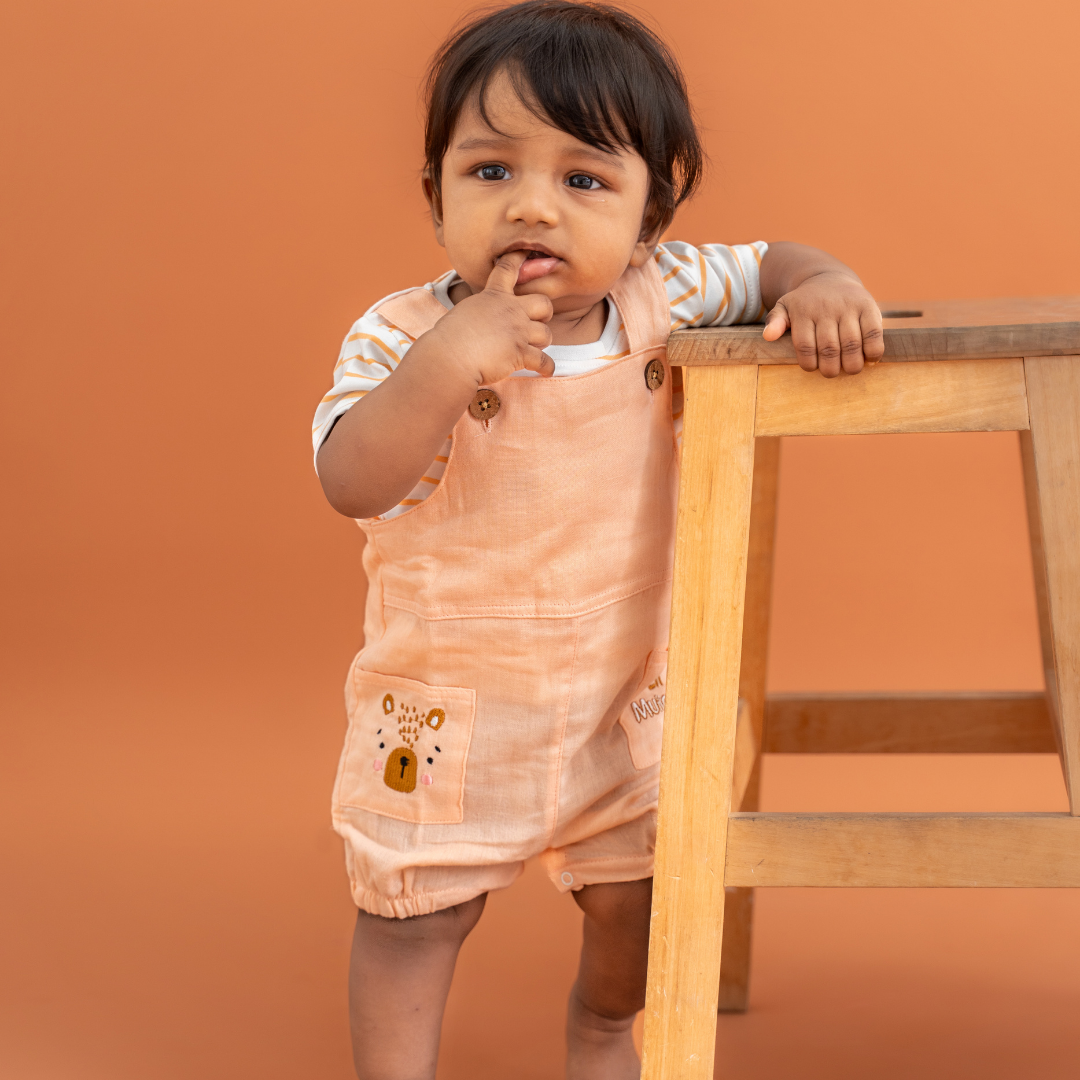 Teddyraff - Crinkled Muslin Dungarees Pack of 2
