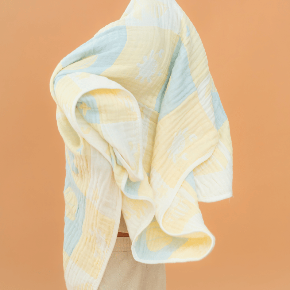 Happy Garden - Crinkled Muslin Bamboo Blanket
