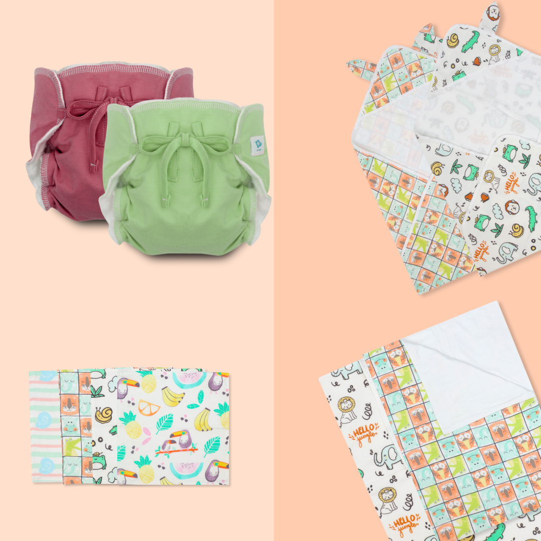 Hello Zoodle Shores - Muslin 32 Piece Baby Shower Kit