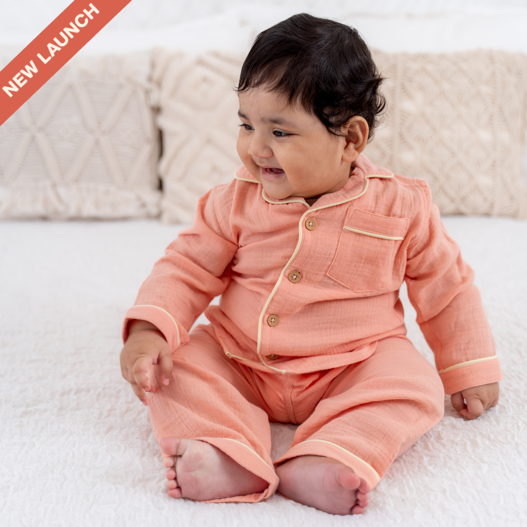 Peachy Hug -  Crinkled Muslin Sleepsuit