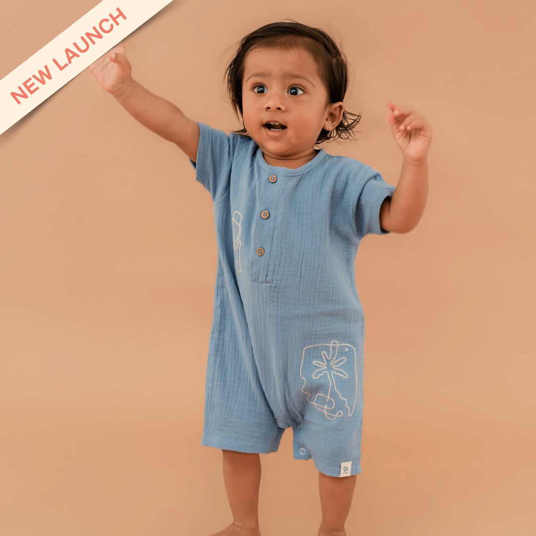 Vanilla Sand - Crinkled Muslin Half Sleeve Jumpsuit