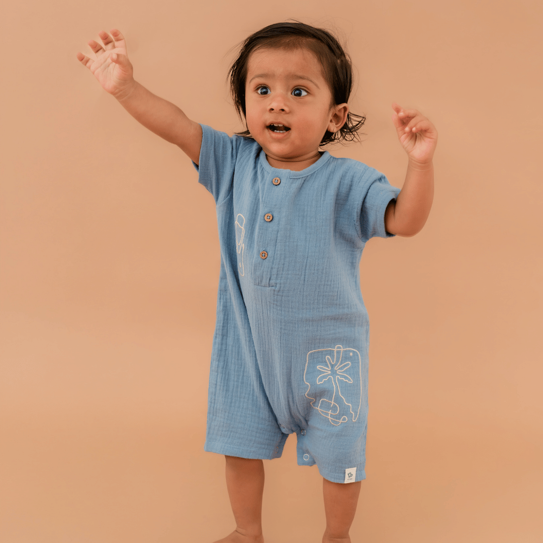 Vanilla Sand - Crinkled Muslin Half Sleeve Jumpsuit