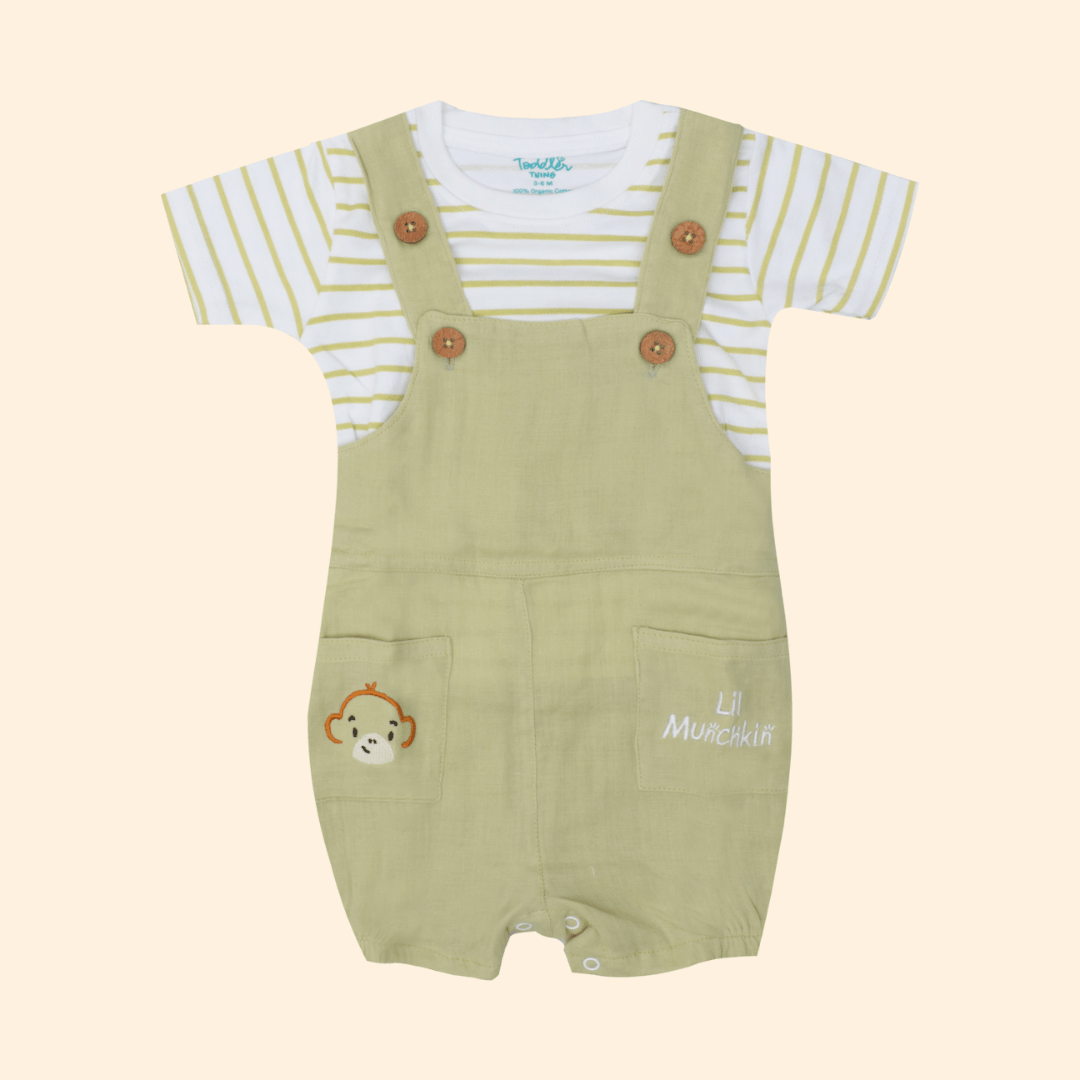 Sunnyraff - Crinkled Muslin Dungarees