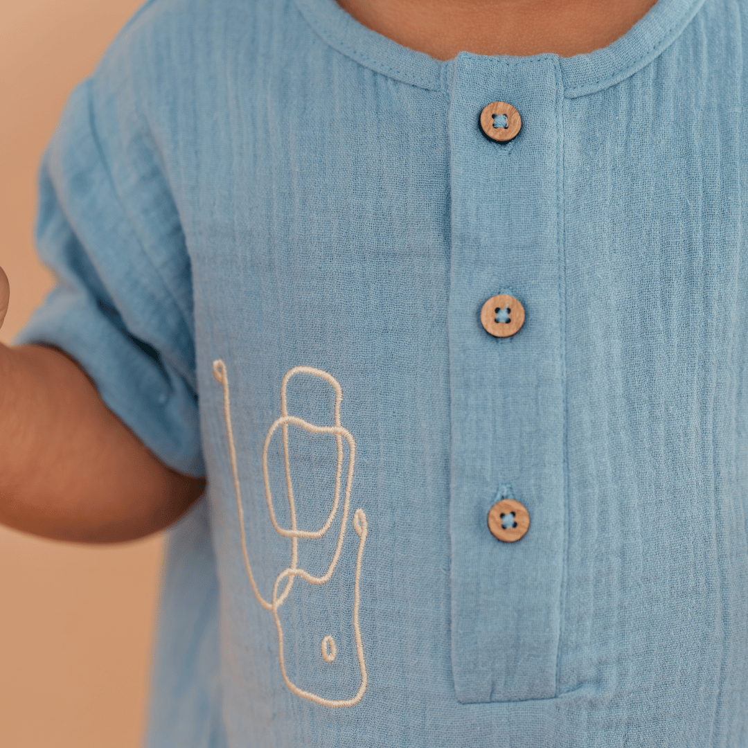 Vanilla Sand - Crinkled Muslin Half Sleeve Jumpsuit