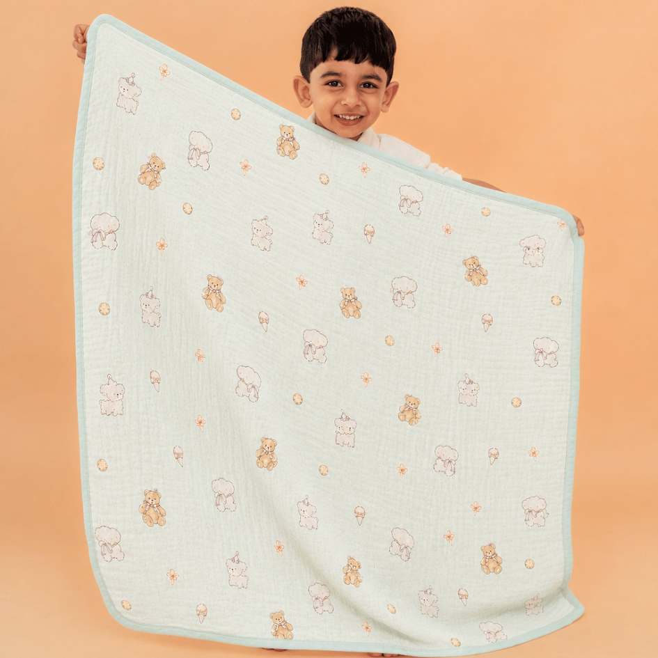 Happy Garden - Crinkled Muslin Bamboo Blanket