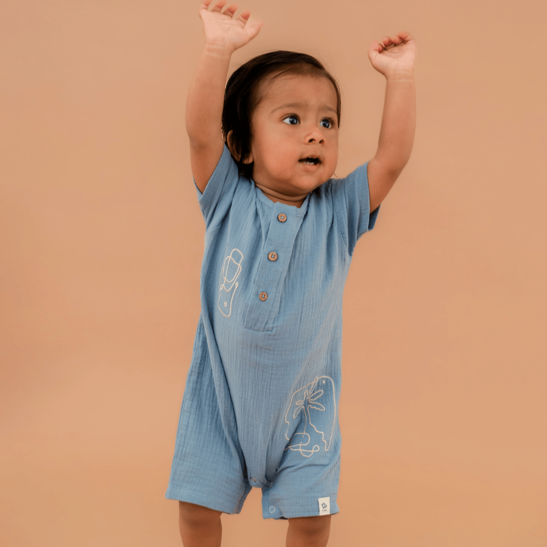 Vanilla Sand - Crinkled Muslin Half Sleeve Jumpsuit