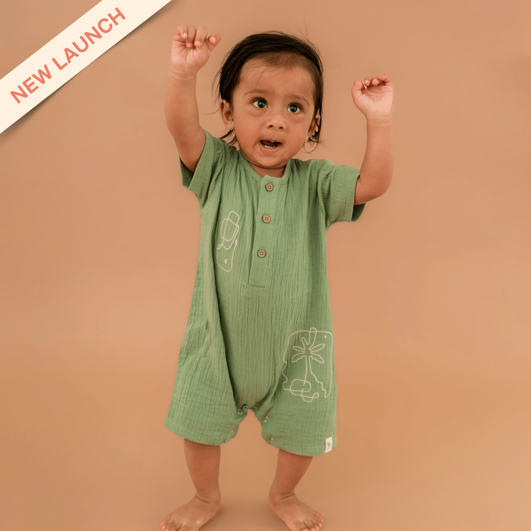 Vanilla Sand - Crinkled Muslin Half Sleeve Jumpsuit