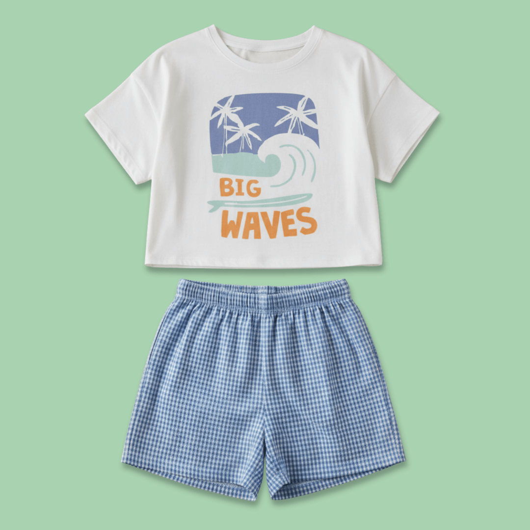 Beach Day - Seersucker T-Shirt & Shorts for Boys