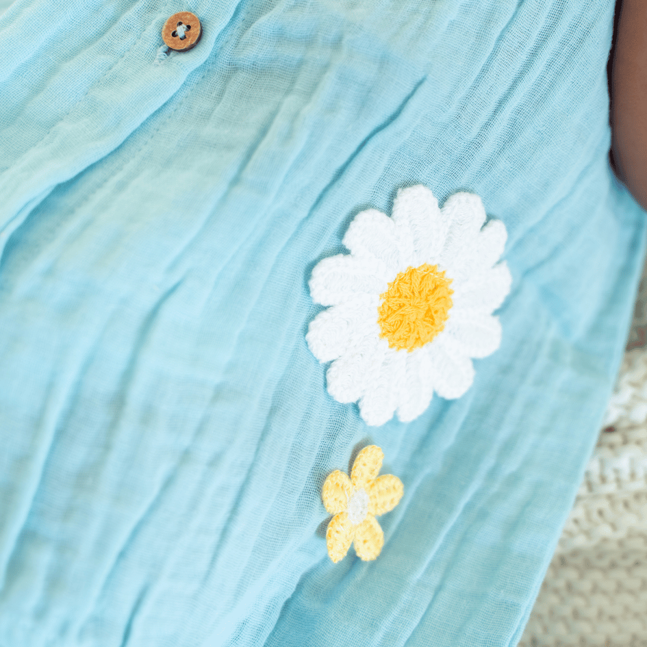 Buttercup Bloom - Crinkled Muslin A-line Sleeveless Frock