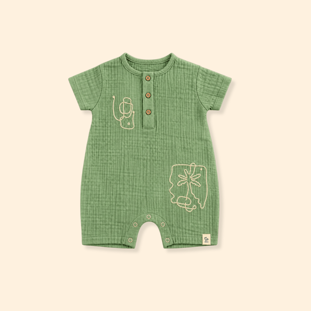 Vanilla Sand - Crinkled Muslin Half Sleeve Jumpsuit