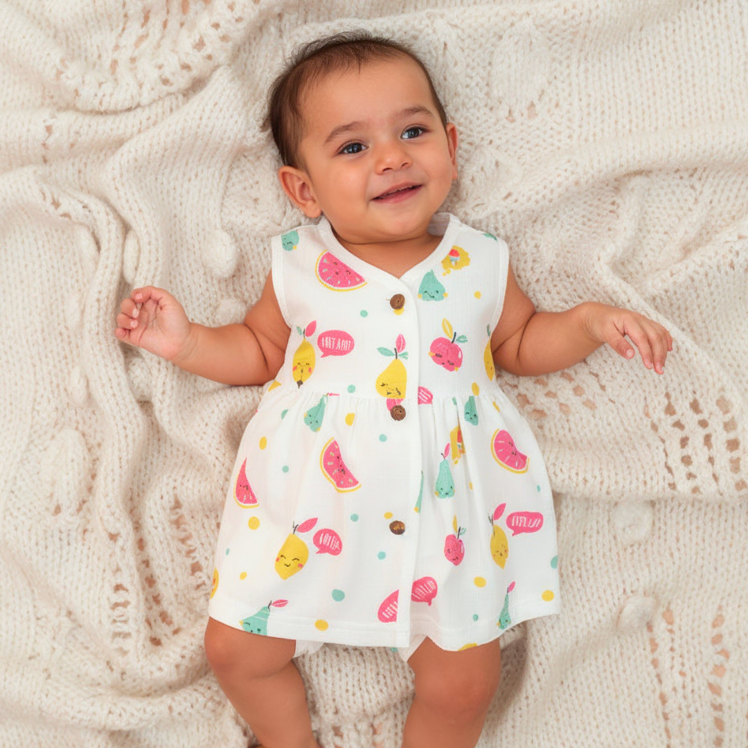 Juicy Fins - Muslin V neck Sleeveless Frock (Pack of 2)