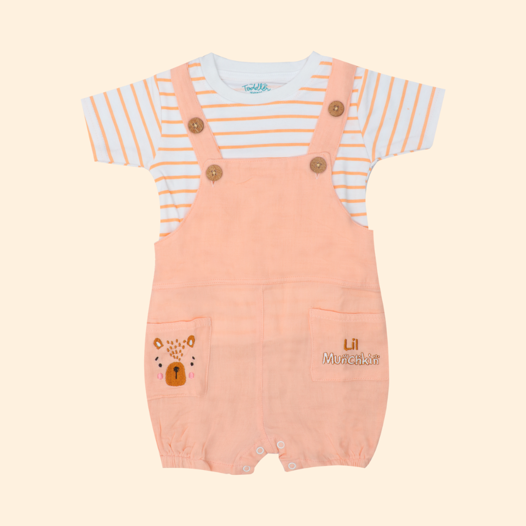 Woofie - Crinkled Muslin Dungarees