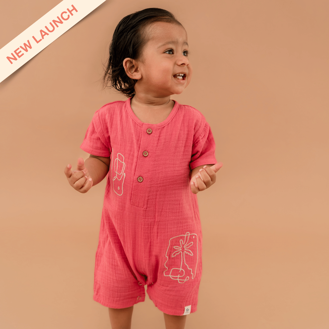 Vanilla Sand - Crinkled Muslin Half Sleeve Jumpsuit