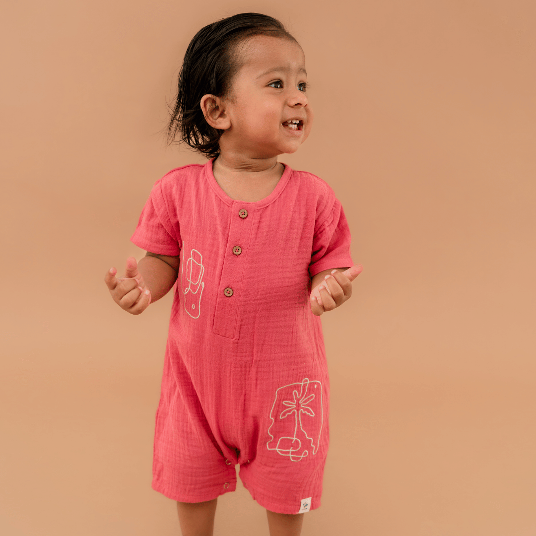 Vanilla Sand - Crinkled Muslin Half Sleeve Jumpsuit