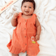 Tangerine Bloom - Crinkled Muslin A-line Sleeveless Frock