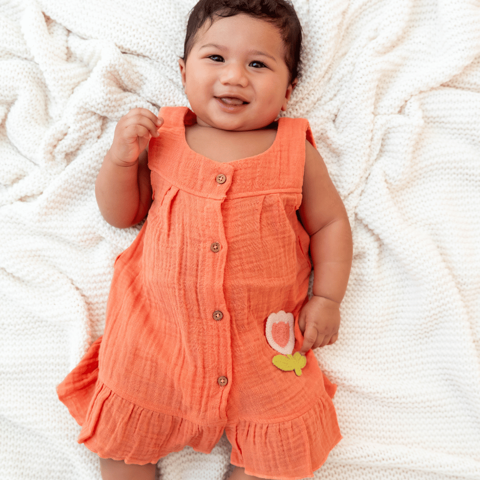 Buttercup Bloom - Crinkled Muslin A-line Sleeveless Frock