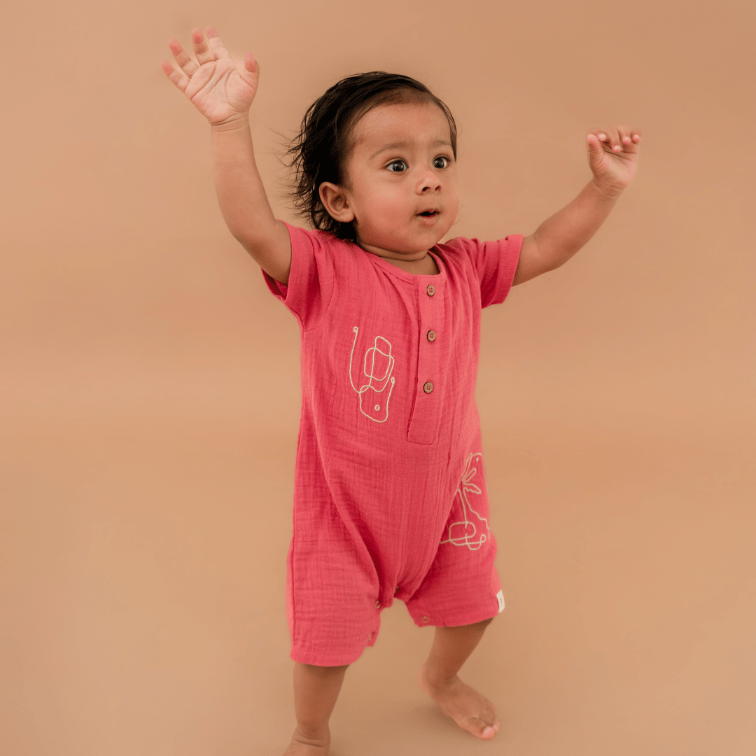 Vanilla Sand - Crinkled Muslin Half Sleeve Jumpsuit