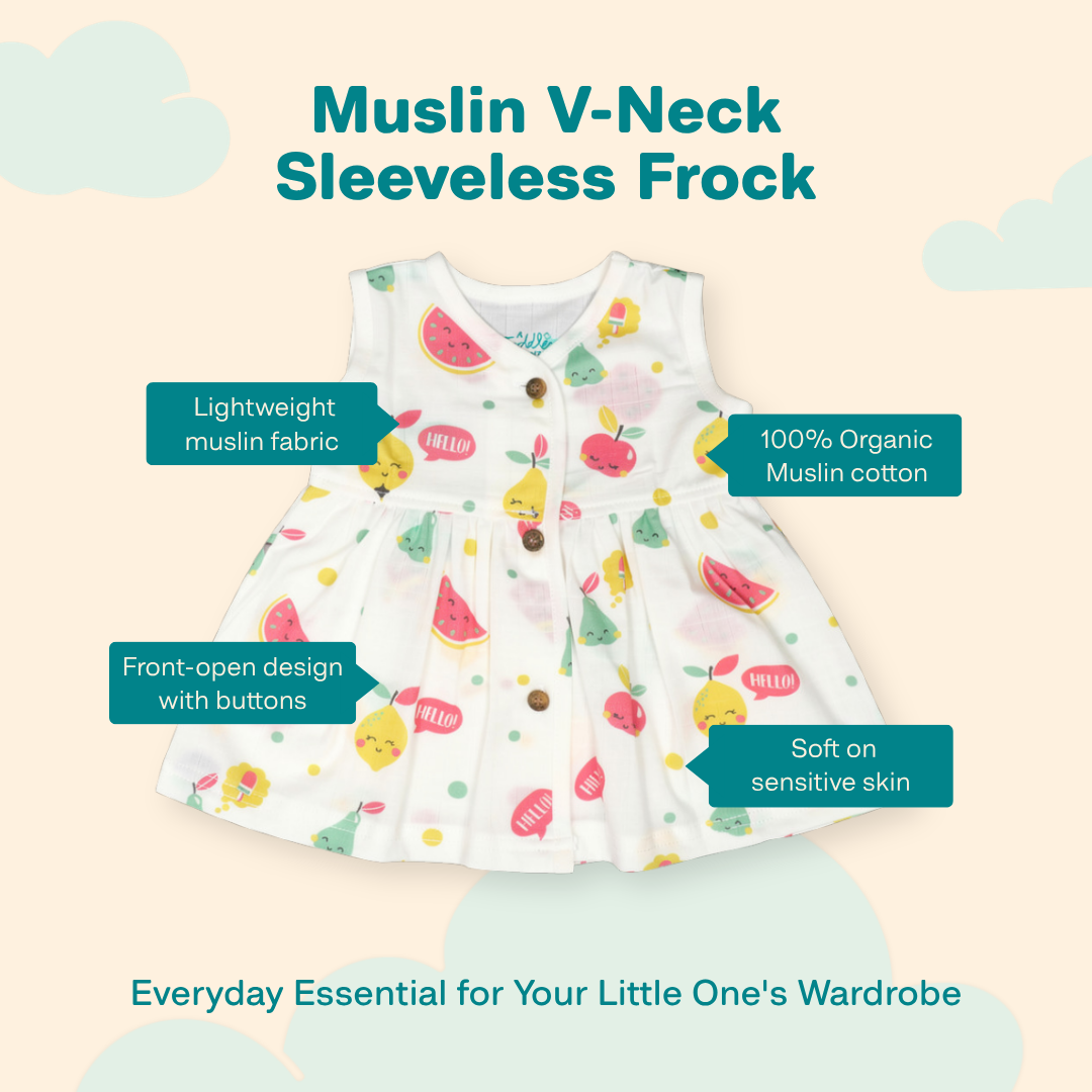 Juicy Fins - Muslin V neck Sleeveless Frock (Pack of 2)