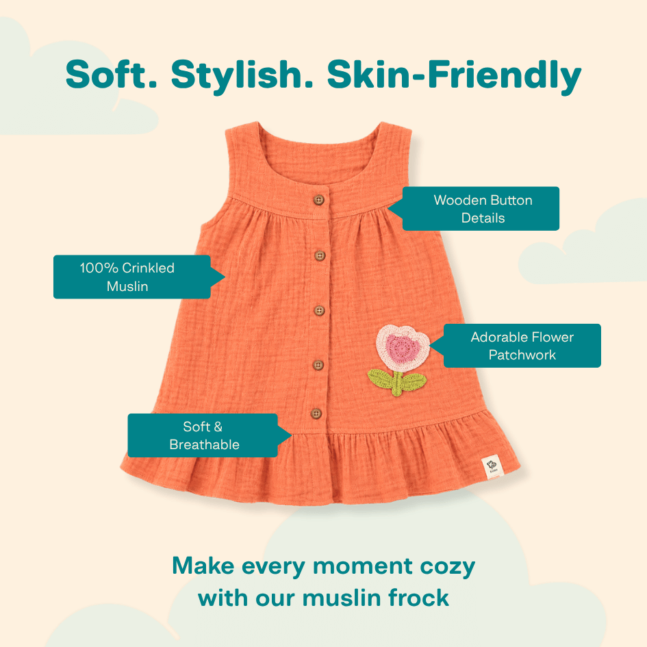 Buttercup Bloom - Crinkled Muslin A-line Sleeveless Frock