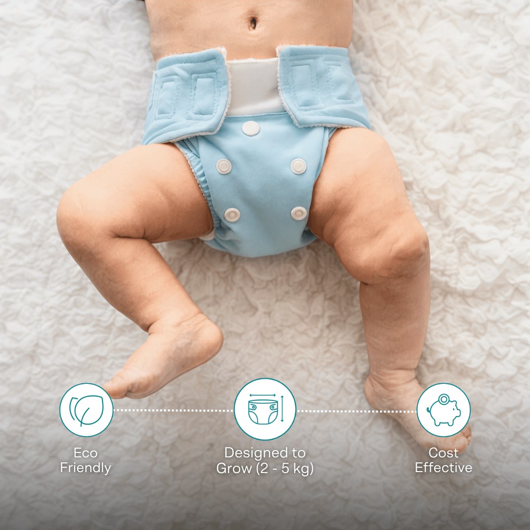 Aqua Blue - Newborn Diaper - Pack of 2