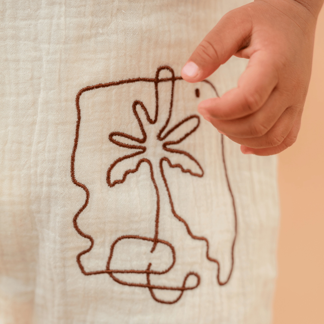 Vanilla Sand - Crinkled Muslin Half Sleeve Jumpsuit