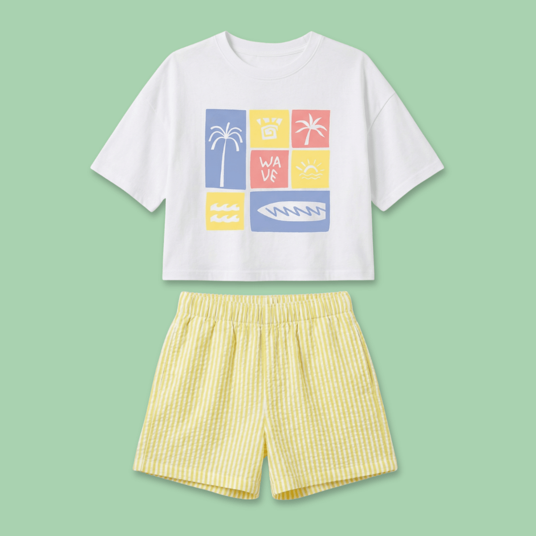Beach Day - Seersucker T-Shirt & Shorts for Boys