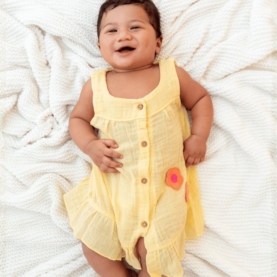 Buttercup Bloom - Crinkled Muslin A-line Sleeveless Frock