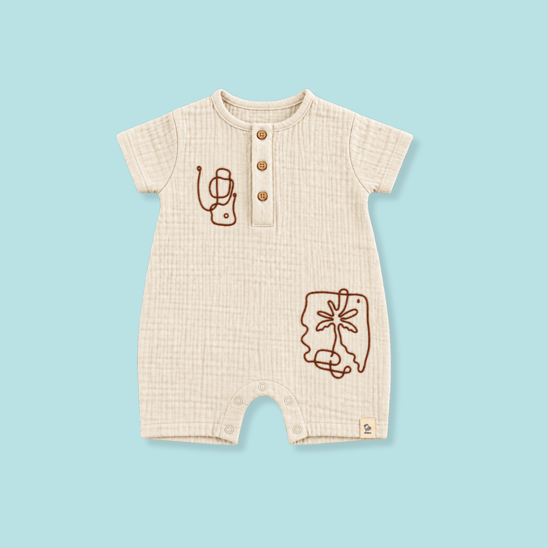 Vanilla Sand - Crinkled Muslin Half Sleeve Jumpsuit