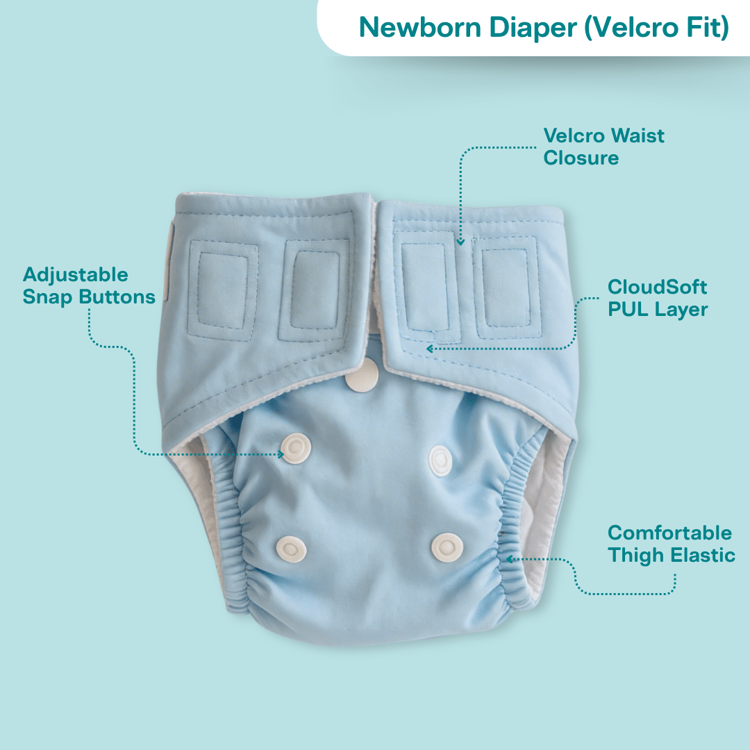 Aqua Blue - Newborn Diaper - Pack of 2