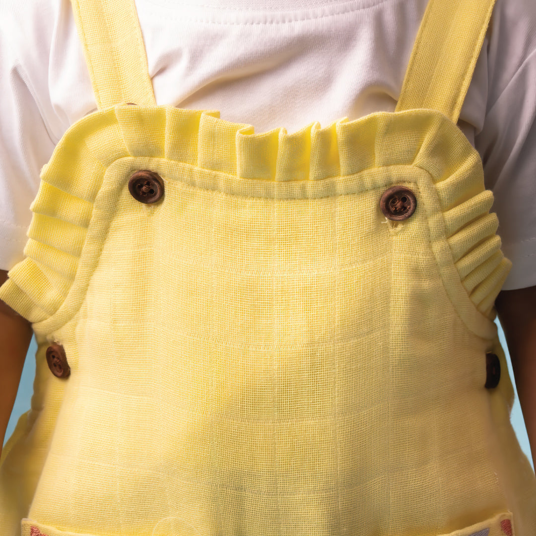 Muslin Frill Dungarees for Baby Girls