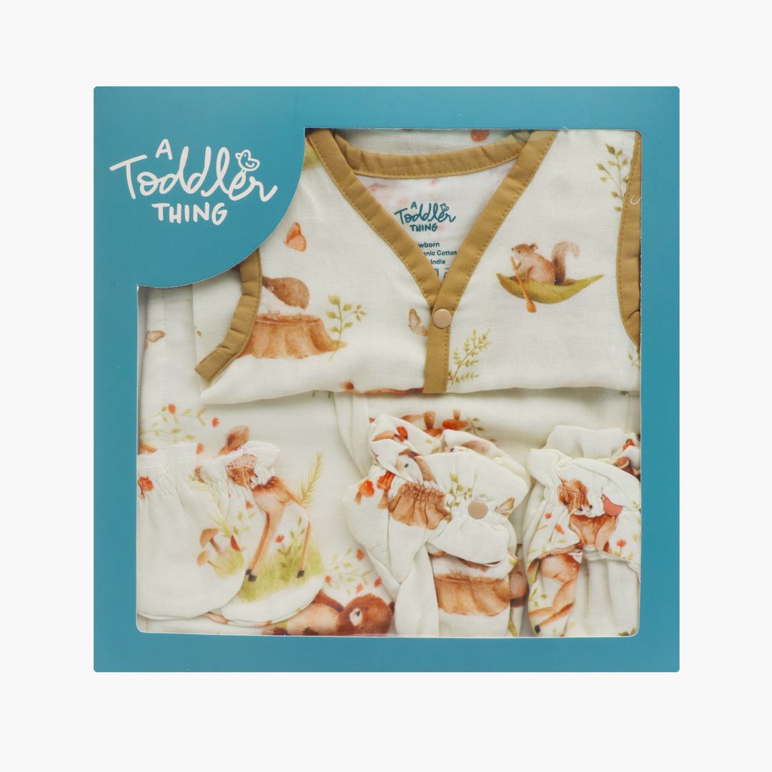 Forest  Fun - Muslin 5 Piece Gift Set (0-3 Months)